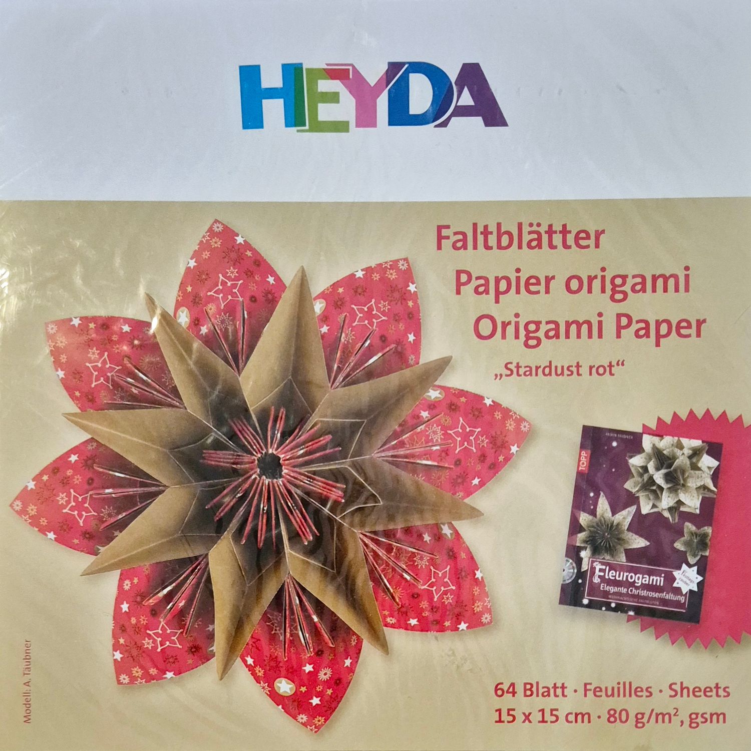 Origami Papier Stardust Rot/Gold