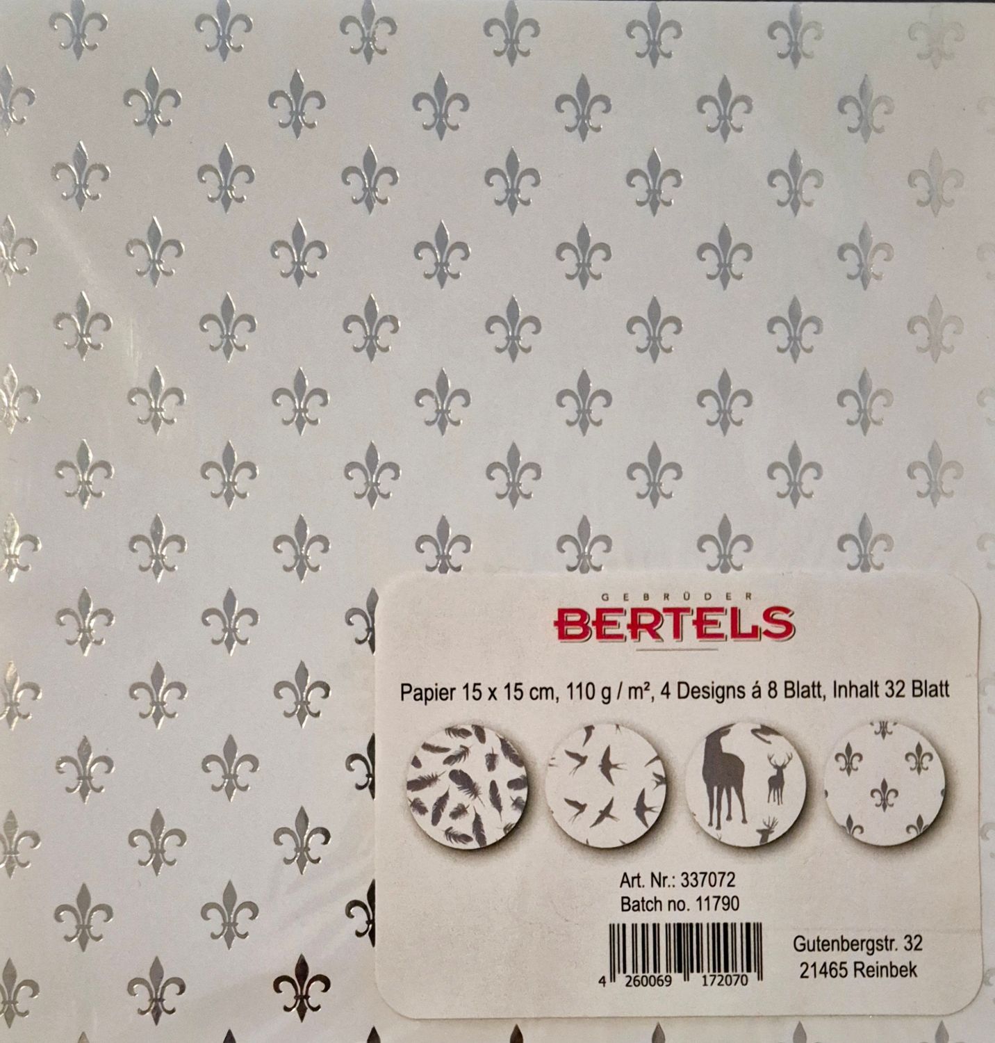 Faltpapier modern Weiß/Silber