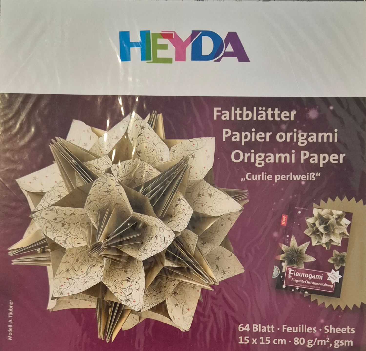 Origami Papier Curlie Perlweiß/Gold