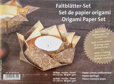 Faltpapier Set Tischlichter Gold
