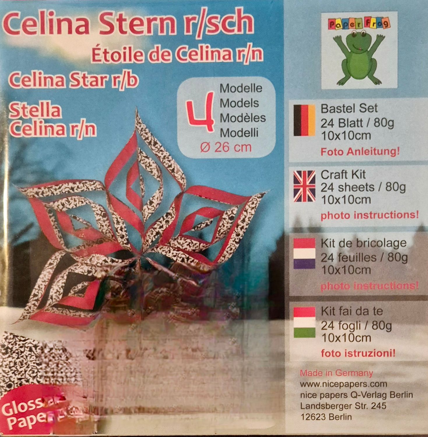 Faltpapier Set Celina Stern Schwarz/Weiß