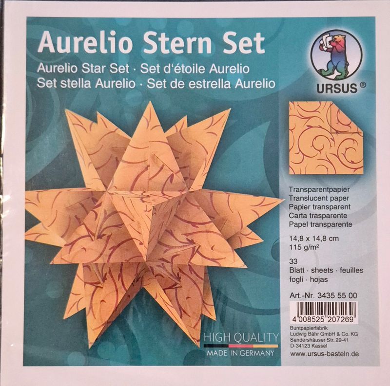 Origami Stern Set Transparentpapier Set Orange