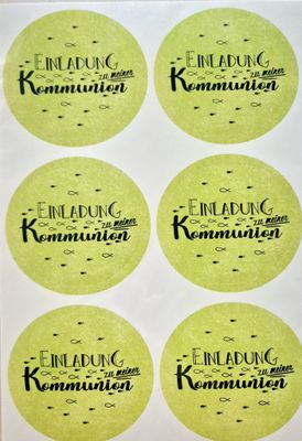 Einladung zu meiner Kommunion Sticker apfelgrün