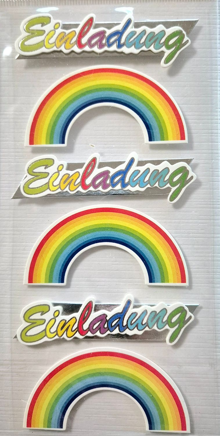 Einladung Regenbogen Sticker