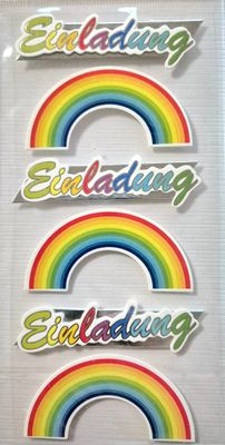 Einladung Regenbogen Sticker