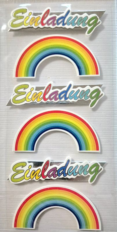 Einladung Regenbogen Sticker