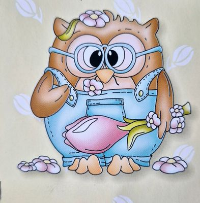 männliche Eule mit Tulpe