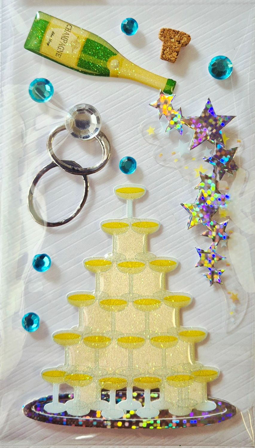 Champagner Party 3 D Sticker