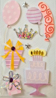 Geburtstag flieder/rosa 3 D Sticker
