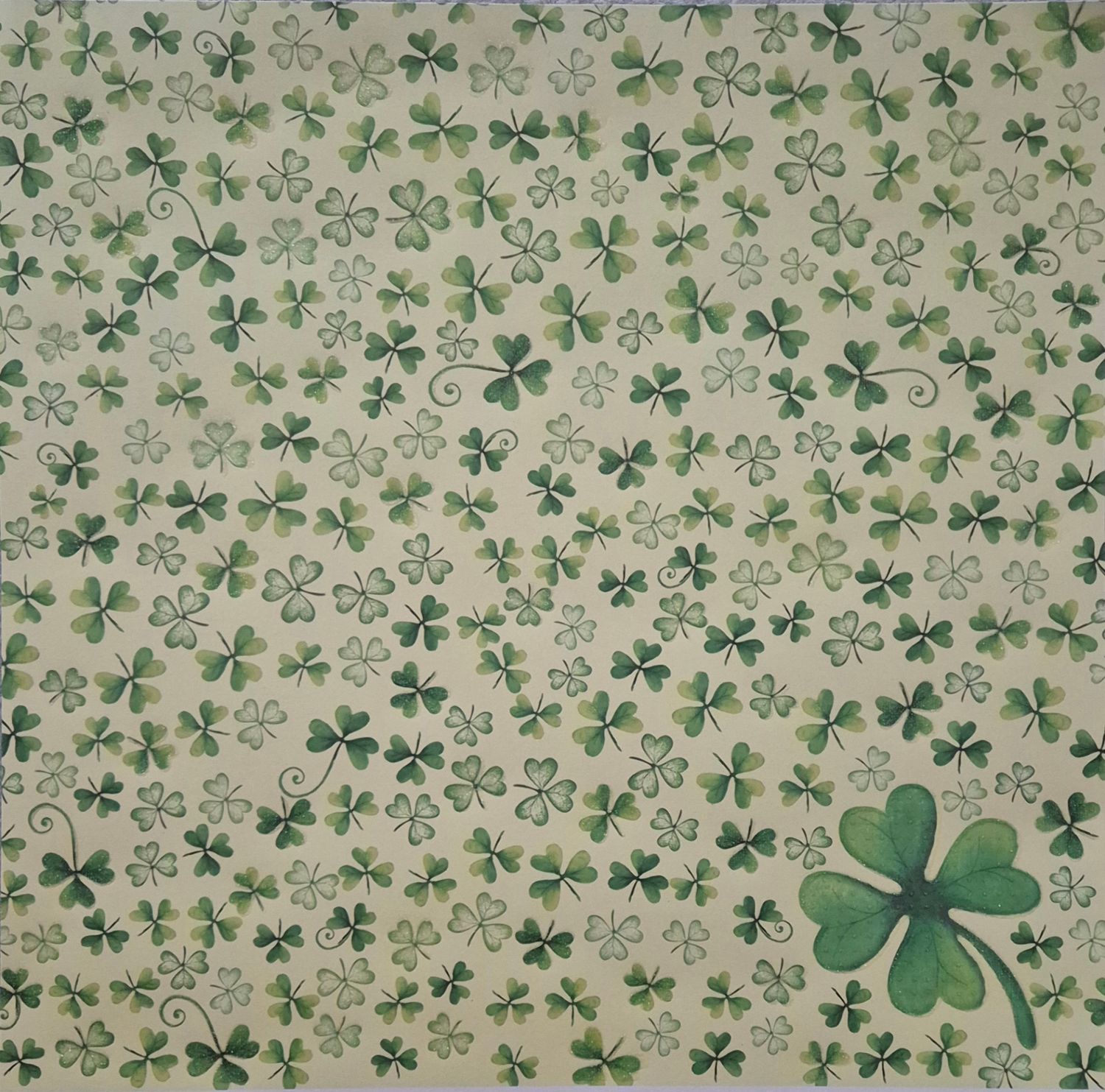 Kleeblätter mit Glitter Scrapbook Papier
