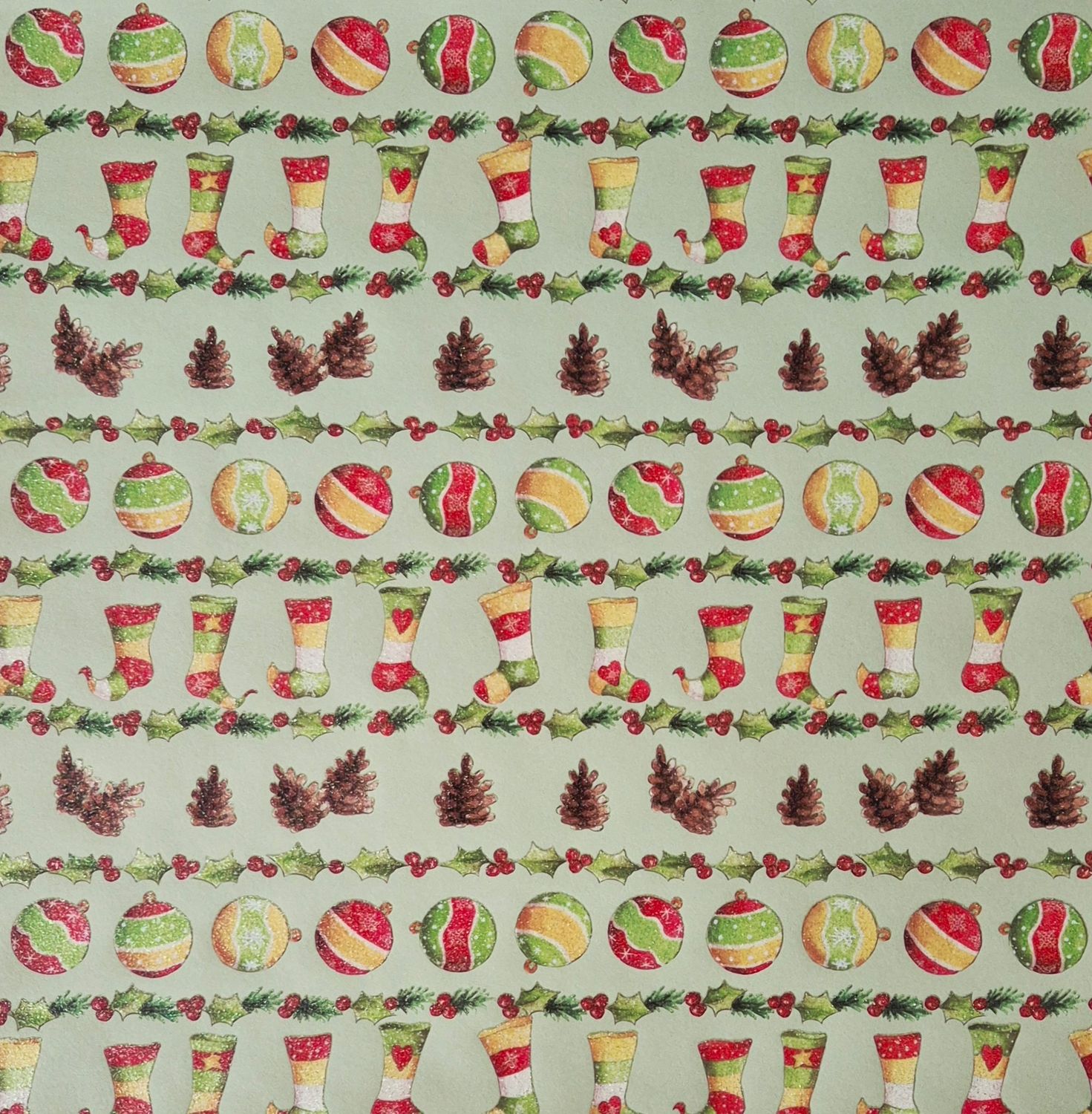 Weihnachtsmotive mit Glimmer Scrapbook Papier
