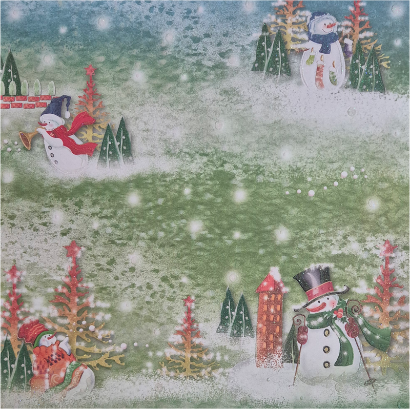 Schneemänner mit Glimmer Scrapbook Papier Schneemänner mit Glimmer Scrapbook Papier