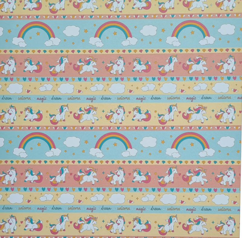 Einhörner und Regenbogen Scrapbook Papier Einhörner und Regenbogen Scrapbook Papier