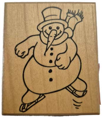Schneemann fährt Schlittschuh - Stempel
