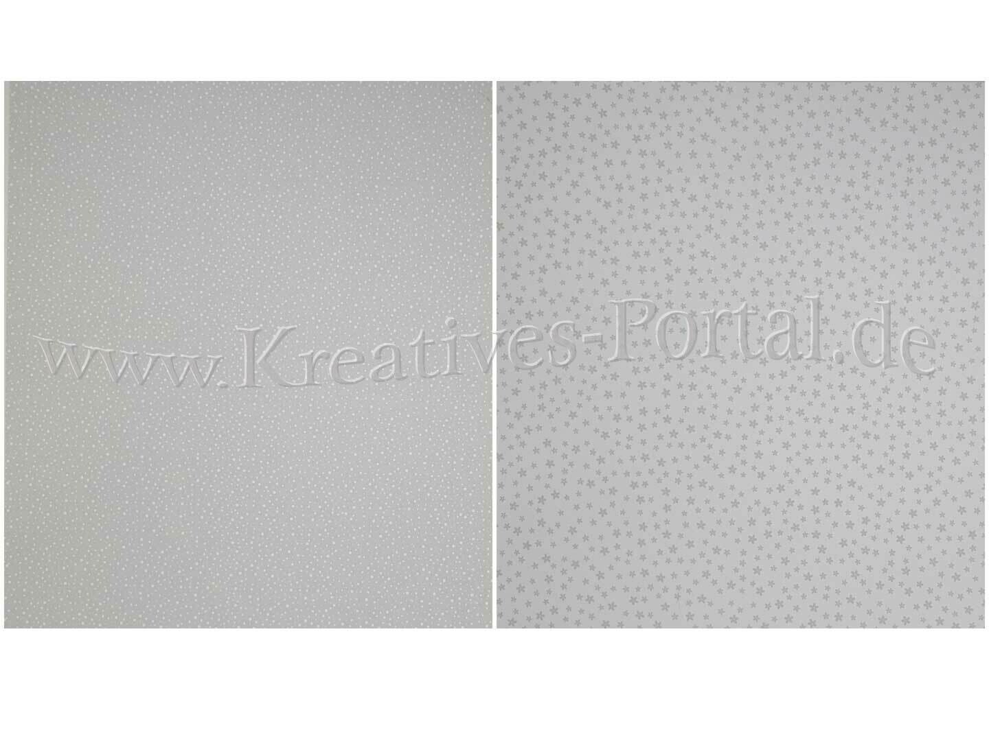 Punkte & Blumen Hellgrau  ​Scrapbook Design Papier