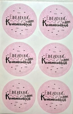 Einladung zu meiner Kommunion Sticker rosa