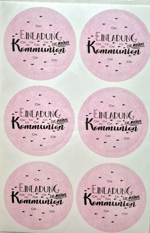Einladung zu meiner Kommunion Sticker rosa