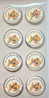 Einladung Kommunion Fisch silber