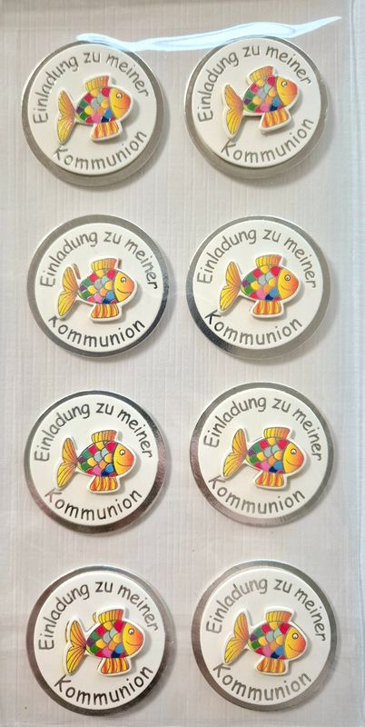 Einladung Kommunion Fisch silber