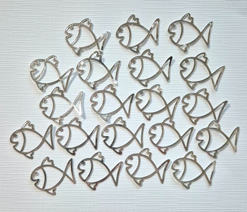 20 silberne Fische Sticker