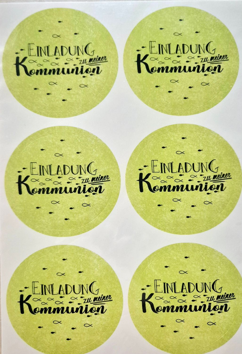 Einladung zu meiner Kommunion Sticker apfelgrün Einladung zu meiner Kommunion Sticker apfelgrün