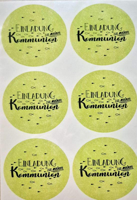 Einladung zu meiner Kommunion Sticker apfelgrün