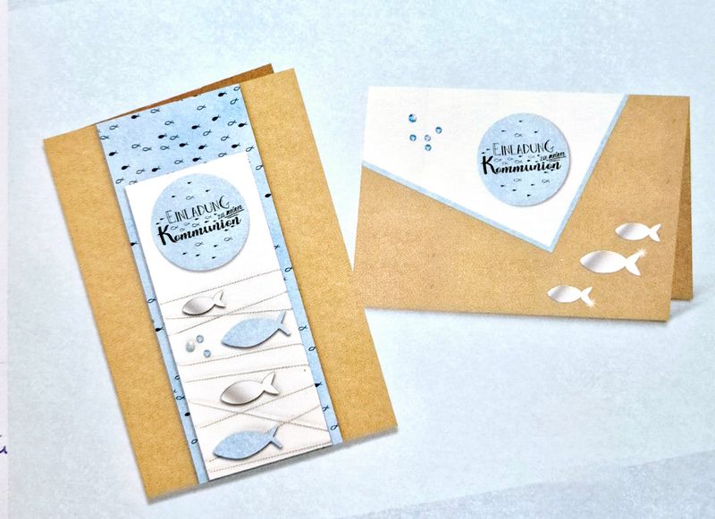 Einladung zur Kommunion Sticker  hellblau