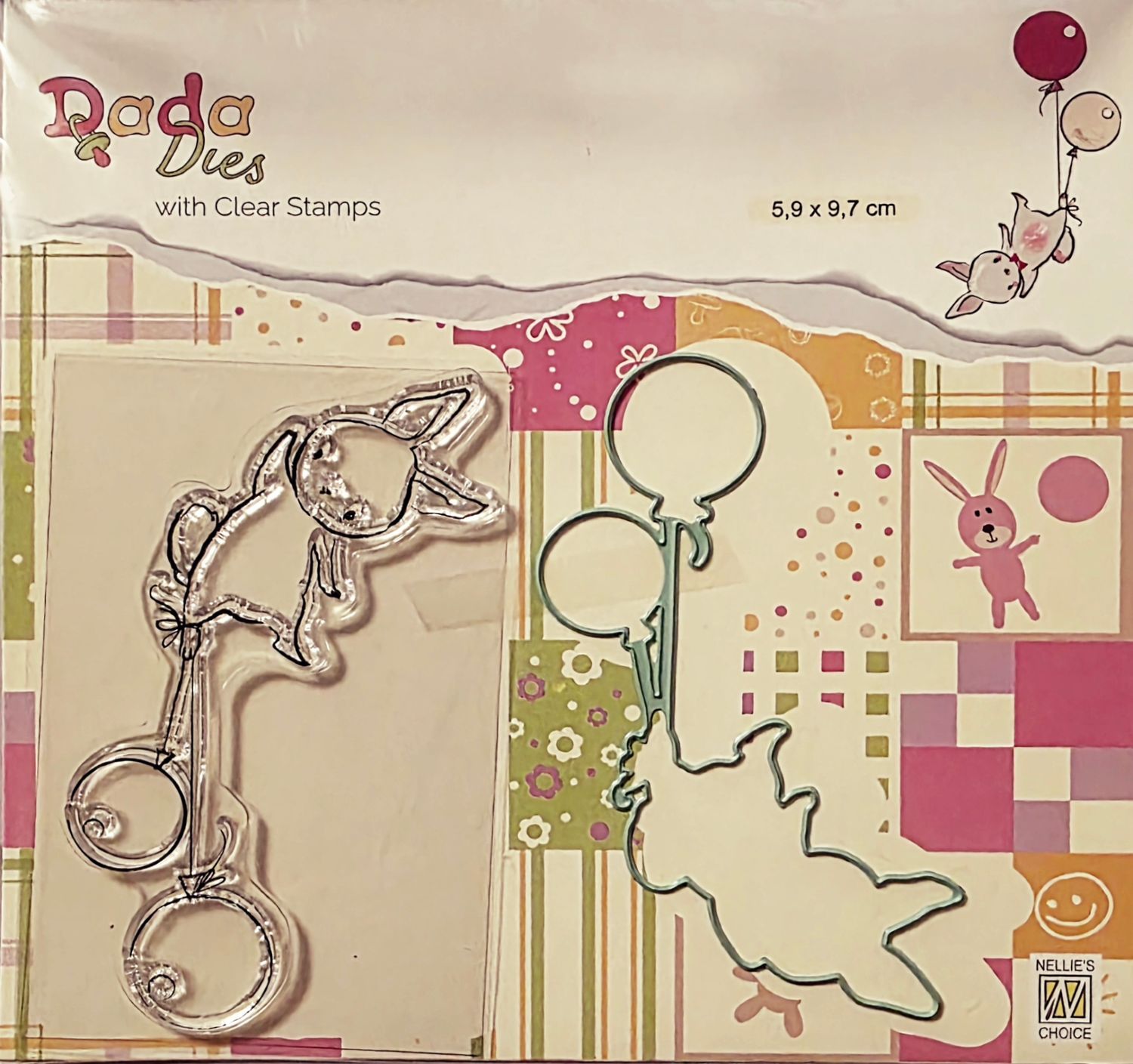 Hase mit Ballons Stempel und Konturen Stanze