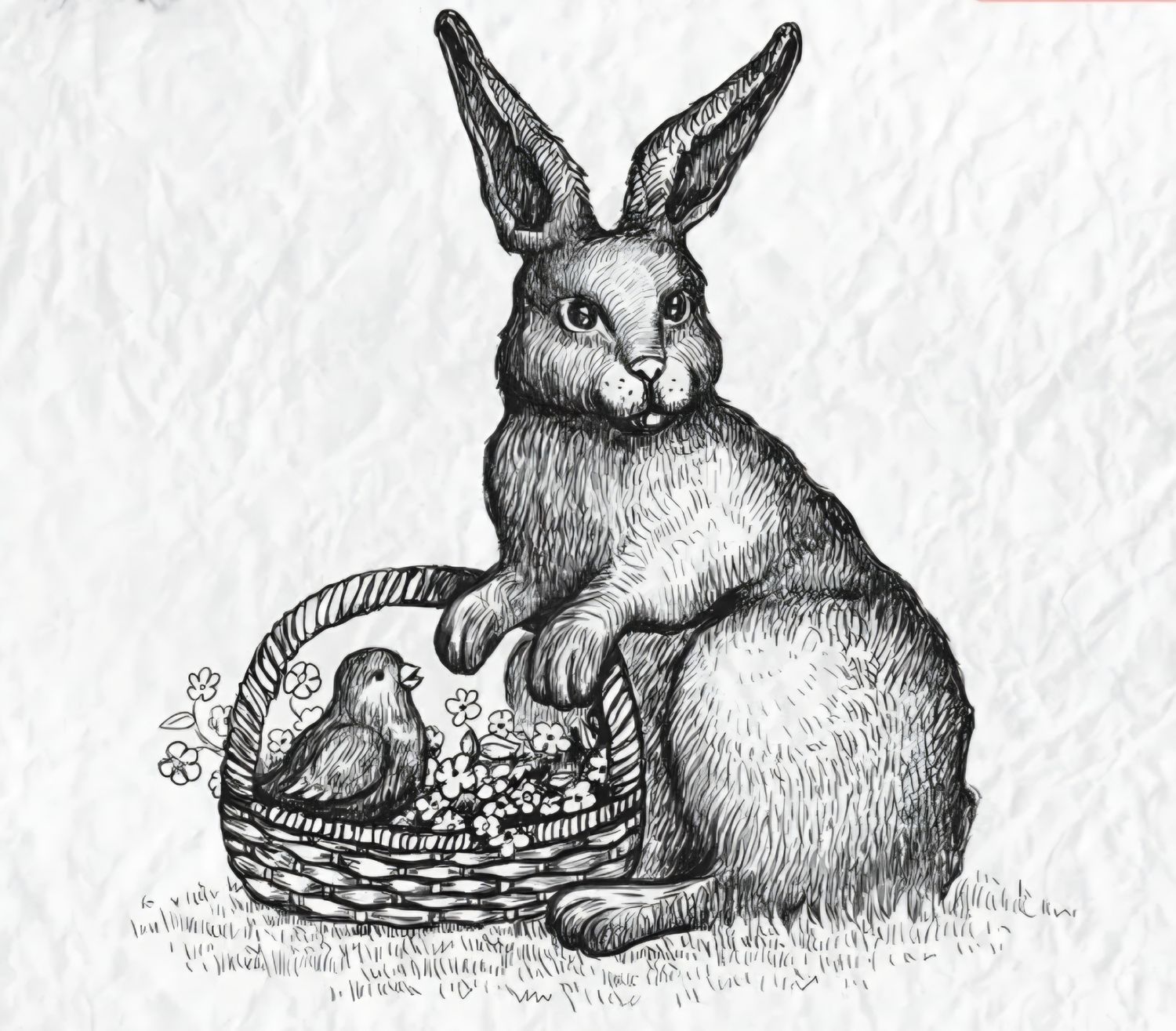 Hase mit Korb Stempel