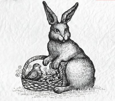 Hase mit Korb Stempel