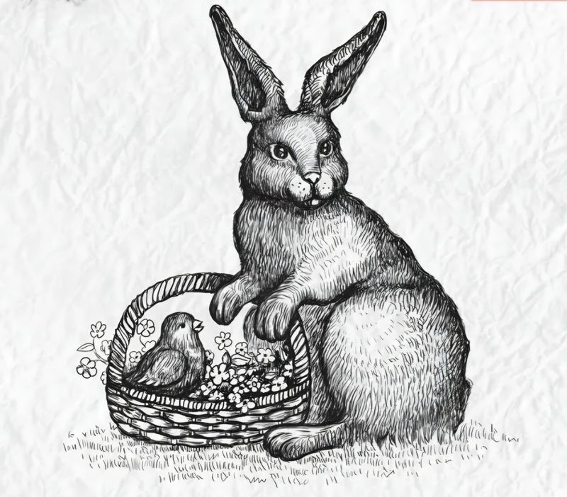 Hase mit Korb Stempel