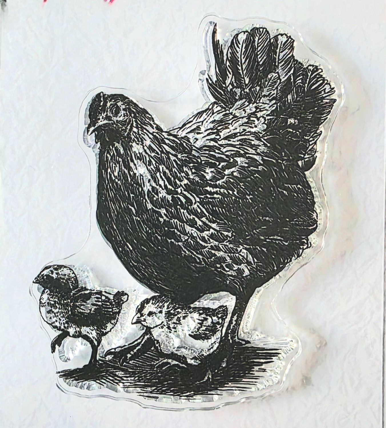 Mutter Henne mit Küken Stempel