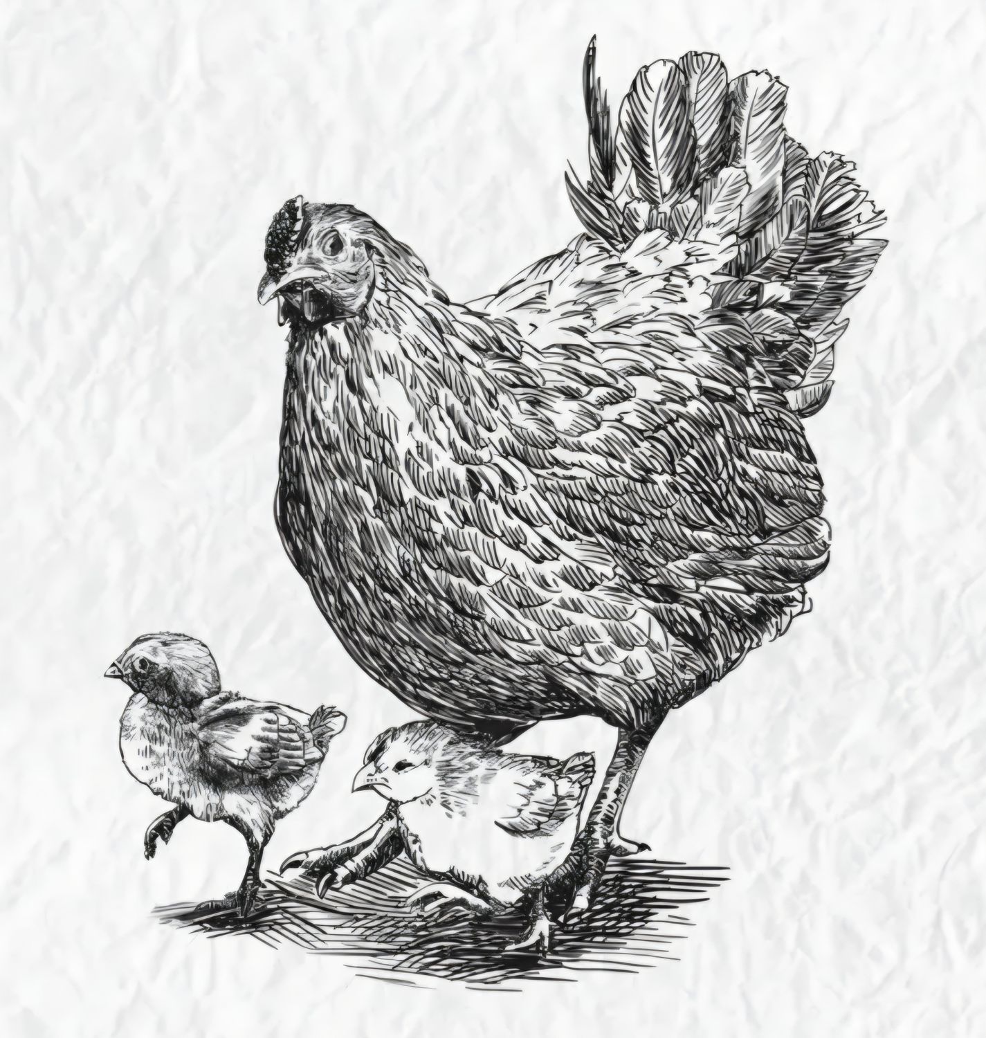 Mutter Henne mit Küken Stempel