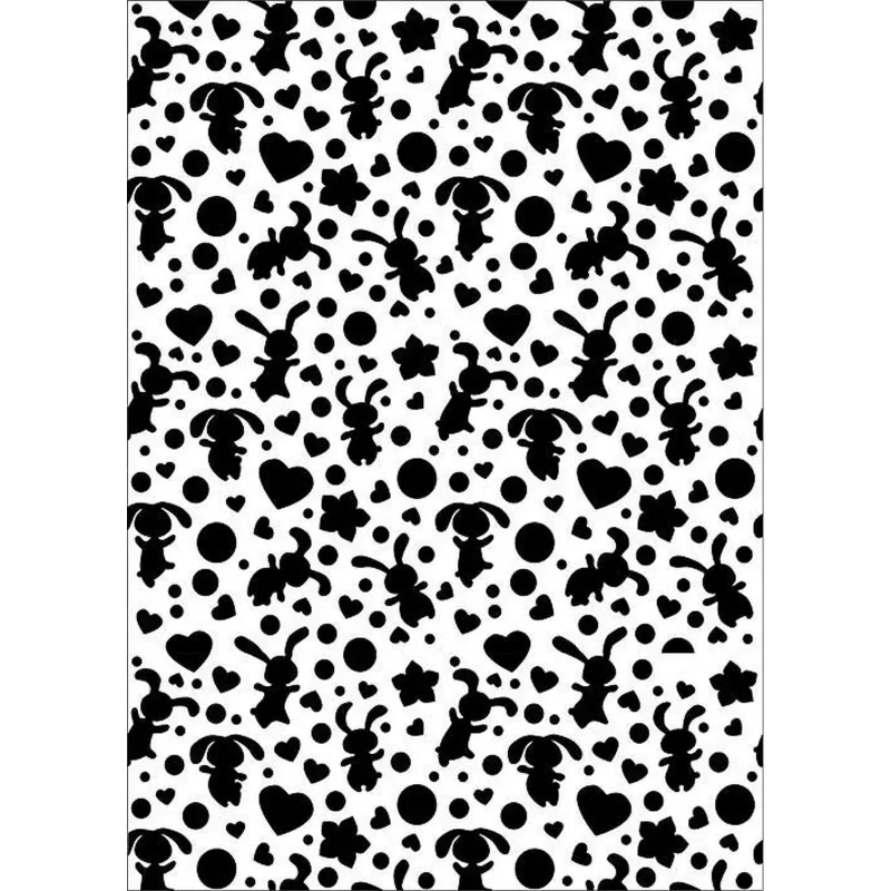 Kuschel Hasen und Herzen Schablone DinA5