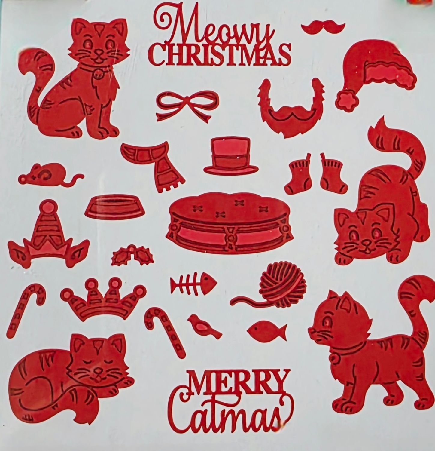 Katzen mit weihnachtlichem Zubehör 22 Stanzen Katzen mit weihnachtlichem Zubehör 22 Stanzen