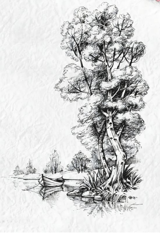 Boot am Seeufer Stempel