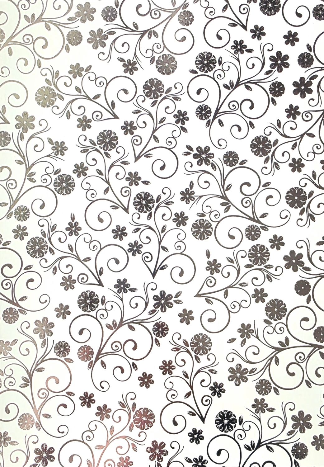 Silk Art Weiß / Silber folierte Blüten