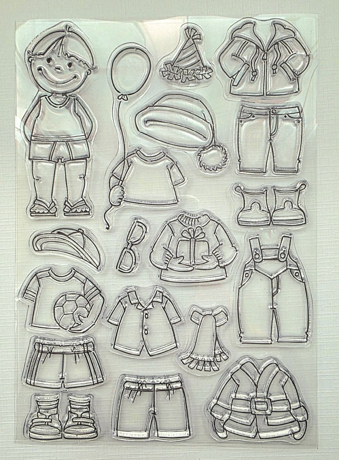 Junge mit verschiedener Kleidung Stempel Set