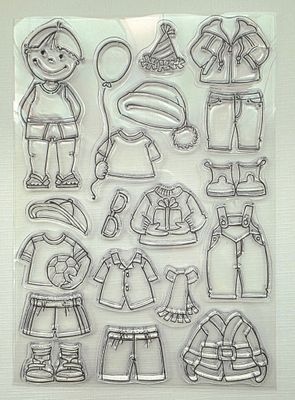 Junge mit verschiedener Kleidung Stempel Set