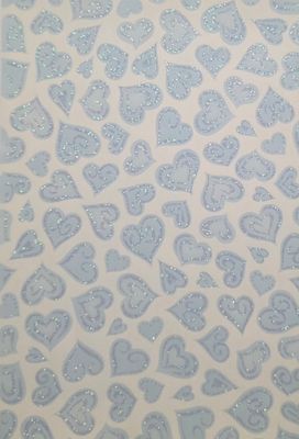 Herzen Blau mit Glitter DinA4