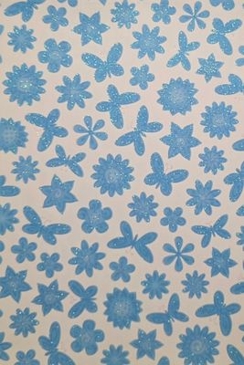 Blüten und Schmetterlinge blau mit Glitter