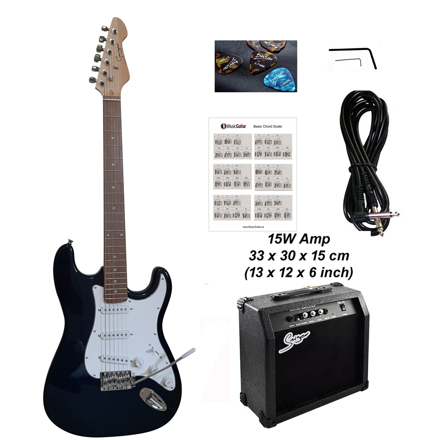 Electric Guitar 15W amp for beginners Dark Blue iMEG287AP
