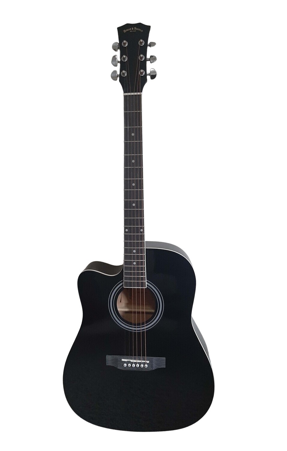 Spear & Shield Left handed Acoustic Guitar for Beginners Adults Students Intermediate players 41-inch full-size Dreadnought body cutaway Black SPS342LF Free Shipping