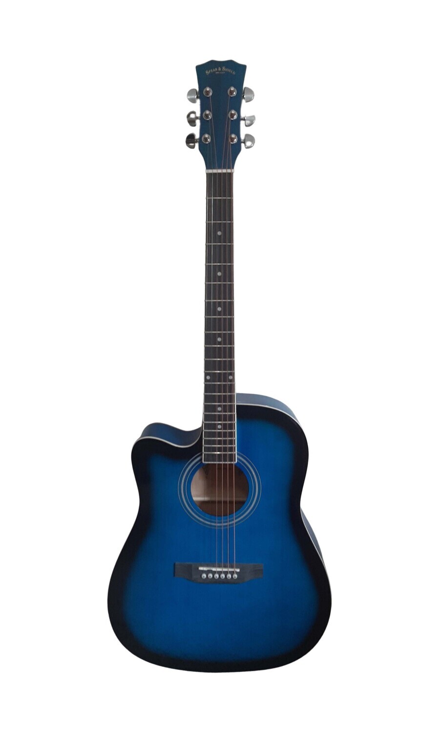 Spear & Shield Left handed Acoustic Guitar for Beginners Adults Students Intermediate players 41-inch full-size Dreadnought body cutaway Blue SPS339LF Free Shipping