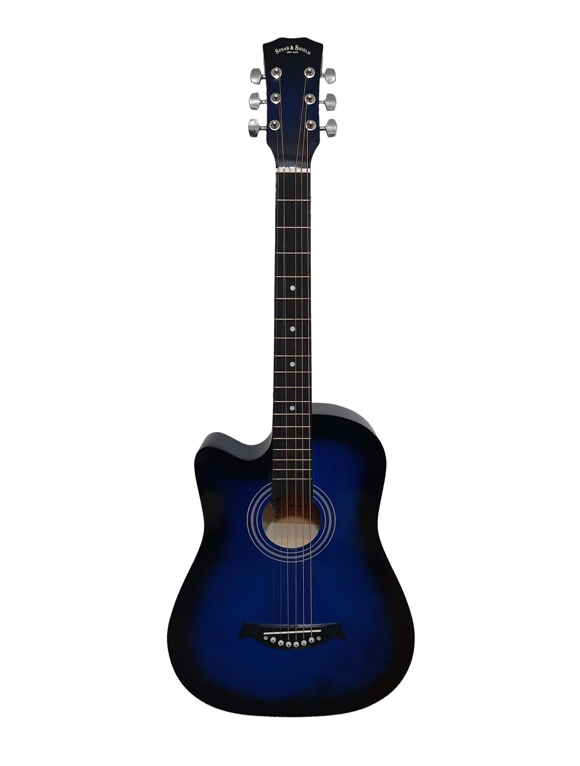 Spear & Shield Left-handed Acoustic guitar 38 inches for Children Beginners Small hand adults Blue SPS334LF
