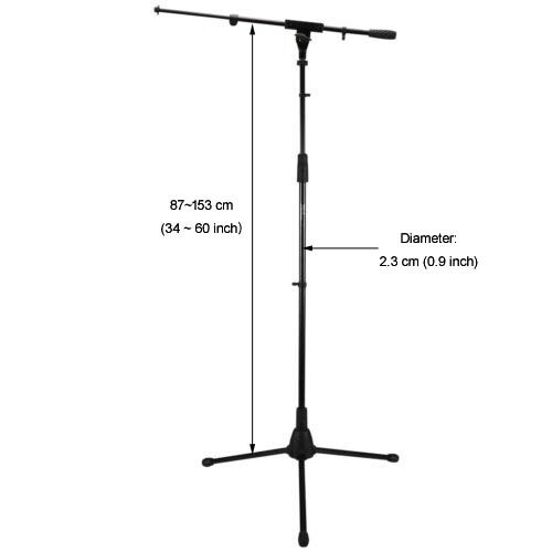 Tripod Microphone Stand with Boom Arm – Adjustable Mic Holder for Stage, Studio &amp; Performance
