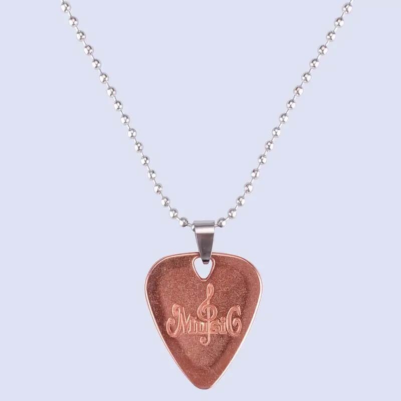 Guitar Pick Necklace Zinc alloy Pendant Guitar Accessory Rose Gold Free Shipping