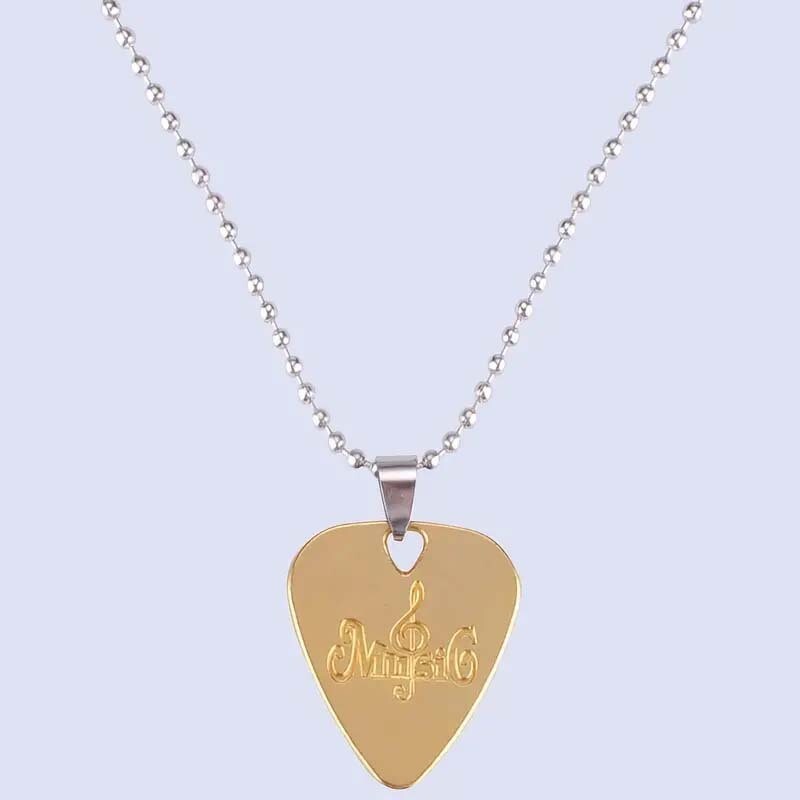Guitar Pick Necklace Zinc alloy Pendant Guitar Accessory  Gold Free Shipping