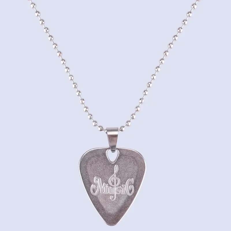 Guitar Pick Necklace Zinc alloy Pendant Guitar Accessory  Silver Free Shipping