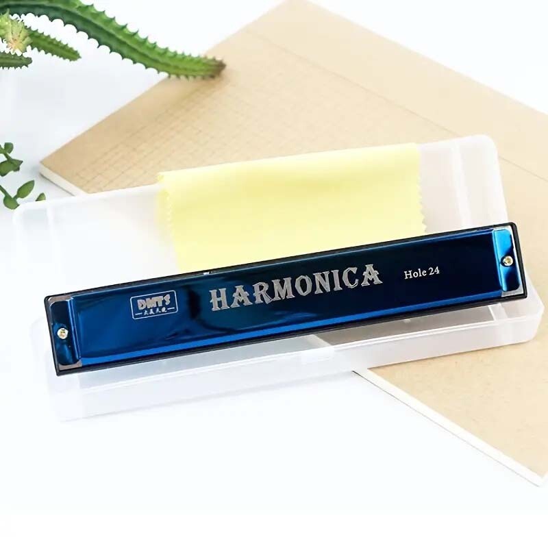 Harmonica C 24 Hole Tremolo Harmonica Key of C, Professional Harmonica C Tremolo Harmonica Blue